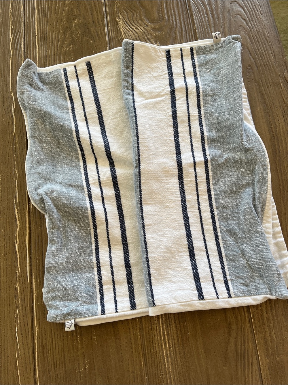 Heart & Hand Blue and White Stripe Pillow Covers, size 18x18